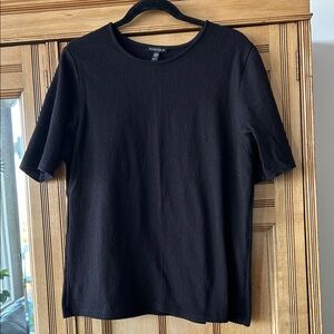 Eileen Fisher Textured Black Short Sleeve Tee XL